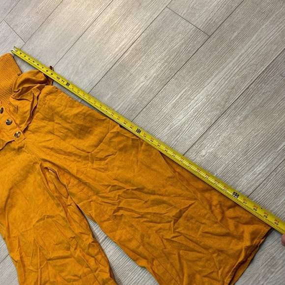 Urban Outfitters San Fernando Smocked Strapless Ruffle Jumpsuit mustard color XS - Picture 12 of 15